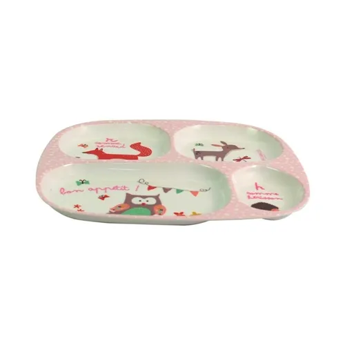 Prato Infantil de Melamina Retangular com Divisórias 23,9cm