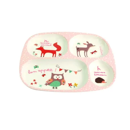 Prato Infantil de Melamina Retangular com Divisórias 23,9cm