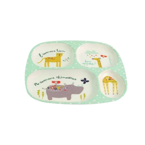 Prato Infantil de Melamina Retangular com Divisórias 23,9cm