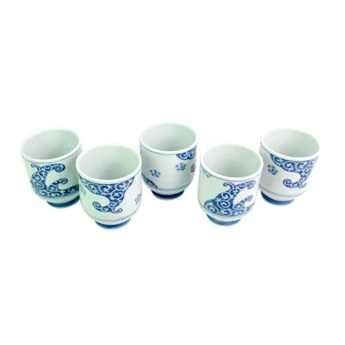 Conjunto de Copos de Porcelana Japonesa Onami – 5 peças
