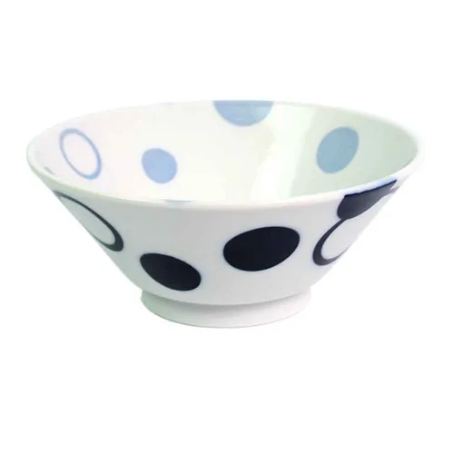 Tigela Redonda Grande de Porcelana Japonesa Círculos - 19,3cm