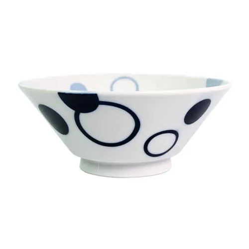 Tigela Redonda Grande de Porcelana Japonesa Círculos - 19,3cm